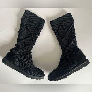 UGG Classic Cardy Tall Knit Boots in Black